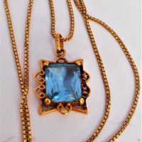 Vintage 9ct gold plated silver chain & pendant set with blue topaz - Sold for $149 - 2019