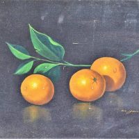 Vintage framed M Young 'The Oranges' oil on canvas - approx 30cm x 40cm - Sold for $35 - 2019