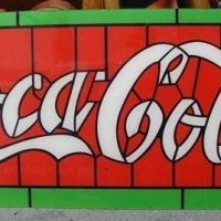 Lot 103 - Large Perspex advertising sign 'Coca-Cola' leadlight style - 60x126cm - Sold for $87