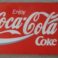 Lot 146 - Stretched canvas 'Coca-Cola' advertising sign - approx 50x100cm - Sold for $37