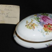 WW1 French Limogues porcelain casket sent from France by Cpl John Rood AIF - Sold for $31