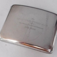 WW1 Sterling silver cigarette case presented to Cpl John Rood AIF from Captain Charles Gordon  1915-1918 - Sold for $149