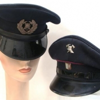 2 x vintage European firefighters caps - Sold for $81