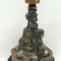 c1930's spelter BUDDHA figural table lamp - Sold for $50