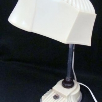 Art deco bedside lamp with Bakelite shade - Sold for $112