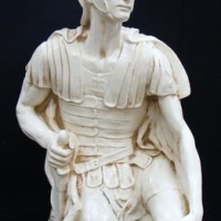 White painted composition statue of a Roman Legionary Soldier - approx h 57cm - Sold for $43