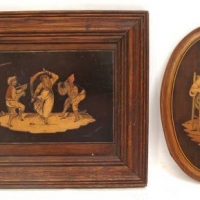 2 x pieces c1920's Italian Sorrento inlaid wooden plaques - Sold for $56