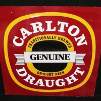 Lot 154 - Vintage Carlton Draught beer advertising sign - Sold for $37
