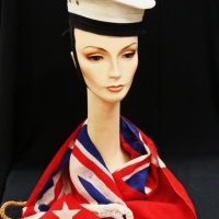 Lot 182 - 2 x items vintage Red Ensign naval flag and Naval cap - Sold for $62