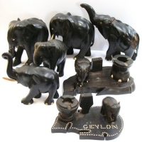 Lot 202 - Group lot - vintage ebony elephants inc - Ceylon smokers aids - Sold for $37