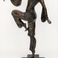 Modern REPRODUCTION Bronze Art Deco Style Figure - DANCING GIRL ON ONE LEG - Bears signature to base - 375cm H - Sold for $248
