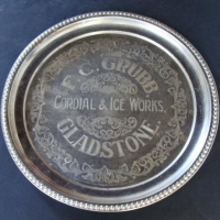 1920s F C Grubb Cordial & Ice works chromed tray - South Australia - Sold for $50