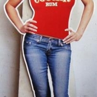Large cardboard cut-out 'Cougar Rum' advertising stand up sign - approx h 16m - Sold for $62