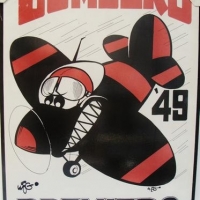 Block mounted WEG poster for Essendon F C 1949, hand signed and inscribed - approx 635x44cm - Sold for $37