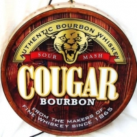 Light up barrel end Cougar bourbon sign - Sold for $186