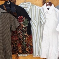 Group lot - Vintage MENS Short sleeved SUMMER SHIRTS - Fab Labels, designs,etc - Sold for $37