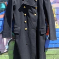 Vintage c1955 NAVY Great Coat - Double breatsed, w all Original Buttons, Epaulettes, etc - Gieves label, medium size - Sold for $62