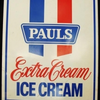 'Pauls Extra Cream Ice Cream' advertising tin sign - 60x51cm - Sold for $87