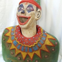 Colourful sideshow style Plaster Laughing Clown - Sold for $310