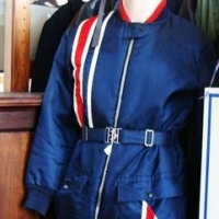 c1970's 'Captain Risky'  jump suit, size medium - blue with red and white stripe - Sold for $75