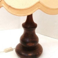 Lot 198 - Large vintage hand turned 'Black Boy' timber table lamp with shade - Sold for $35
