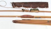 Lot 268 - 2 x Vintage Bows with horn tips - made in England with quiver of arrows - Sold for $56