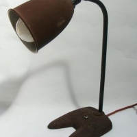 Lot 399 - Vintage desk lamp with cast iron base marked Beauvis D I - Sold for $87