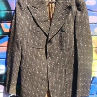 Amazing Vintage 1970's MENS Dress Jacket - Patterned Brown & Grey w wide sharp Lapels & 4 x Pockets, all buttons, etc - BATCHELORS QAURTERS USA Label  - Sold for $37