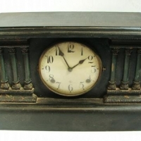 c1900 W Gilbert Clock Co wooden mantle clock with Arabic numerals and 13cm face - Sold for $87