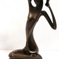 Bronze reproduction figure - 'Abstract sitting lady' - signed Milo to leg - approx h 29cm - Sold for $174