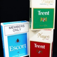 3 x vintage advertising display packs inc - point of sale Escort - with price points, etc and Trent cigarettes - Sold for $43 - 2017
