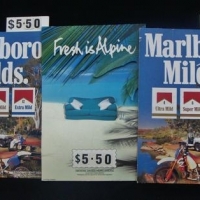 3 x vintage cardboard point of sale cigarette advertising signs inc - Alpine and Marlboro - Sold for $43 - 2017