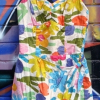 195060s ladies bathing costume in floral print with wrap around front with original  label  'The Kahula - made in Honolulu' label - Sold for $35 - 2017