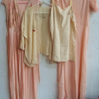 Group lot Vintage ladies wear inc - embroidered silk bed jacket, cotton camisole, long fitted pink nightgown and 30's fitted long pale pink frock with - Sold for $37 - 2017