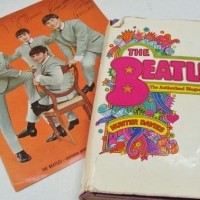 2 x Beatles ephemera inc - The Beatles - Hunter Davies 1st Ed (1968) hard cover book plus Mobil dealer's photo - Sold for $37 - 2017
