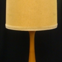 Large retro Ellis pottery and teak table lamp with shade - Sold for $81 - 2017