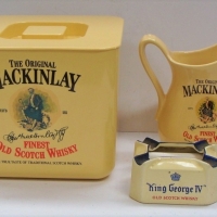 Group lot Scotch Whisky advertising items inc - Mackinlay jug & Ice bucket - Sold for $62 - 2017