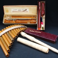 Group lot musical instruments - pan flutes & assorted recorders - Sold for $43 - 2017