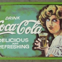 Vintage style hand painted 'Coca-Cola' tin advertising sign - approx 45x60cm - Sold for $50 - 2017