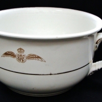 cWW1 Minton's RAF white Chamber Pot - Hand Gilded decoration & Winged Emblem to front - Sold for $50 - 2017