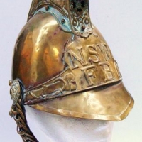 Vintage reproduction brass NSW firemans  helmet - Sold for $75 - 2017
