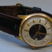 1950's men's Goldwyn Mystery dial date watch - working with original leather strap41950's men's Goldwyn mystery dial date Watch - working on leather s - Sold for $75 - 2017
