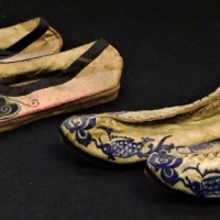 2 x pairs vintage Eastern hand made children's shoes with applied and embroidered design - Sold for $50 - 2017