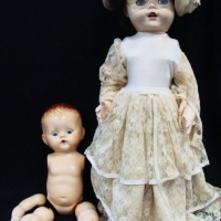 2 x 1950's hard plastic dolls inc - Pedigree Saucy Walker with sleep eyes, open mouth teeth showing & non working mama box approx l 58cm & an Australi - Sold for $37 - 2017