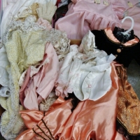 2 x boxes - assorted vintage baby and dolls clothing & accessories inc - dresses, crotched caps, booties, etc - Sold for $56 - 2017