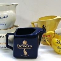 5 x vintage ceramic Dewar's Whisky water jugs inc -  Diana, Elischer and Maddock - Sold for $87 - 2017