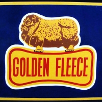 Hand painted tin advertising sign - 'Golden Fleece' - 45x 60cm - Sold for $99 - 2017