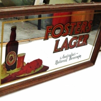 Large vintage reproduction 'Fosters Lager' beer advertising mirror - approx 49x905cm - Sold for $62 - 2017