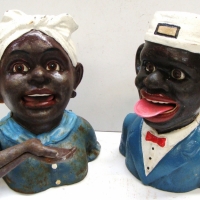 Pair Reproduction cast money boxes - 'Mammy and Negroid' - Sold for $72 - 2017