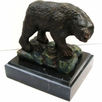 Reproduction cast iron 'Bear' on marble base - Sold for $37 - 2017